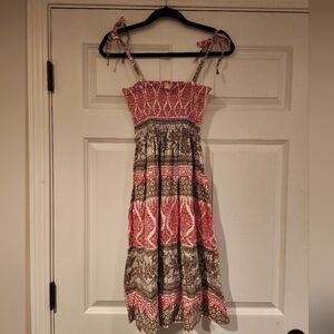 Ambiance Red, gray, and white fit and flare sleeveless dress S